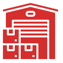 Red warehouse icon